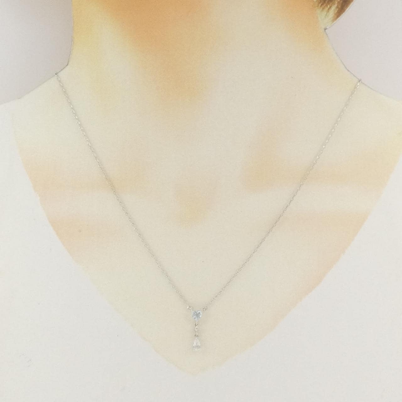 K18WG ハート アクアマリン ネックレス
