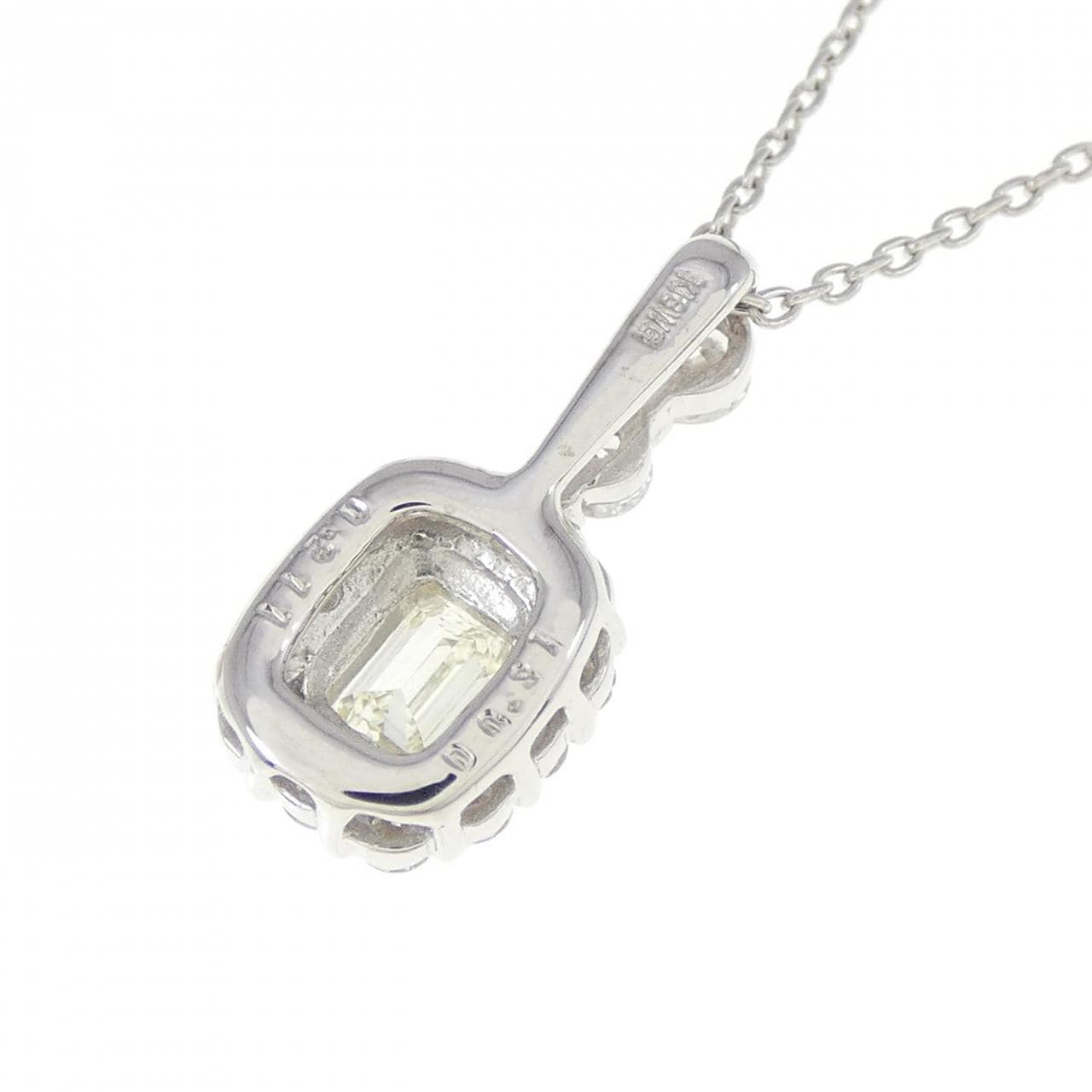 K18WG Diamond Necklace 0.211CT K VVS1 Emerald Cut