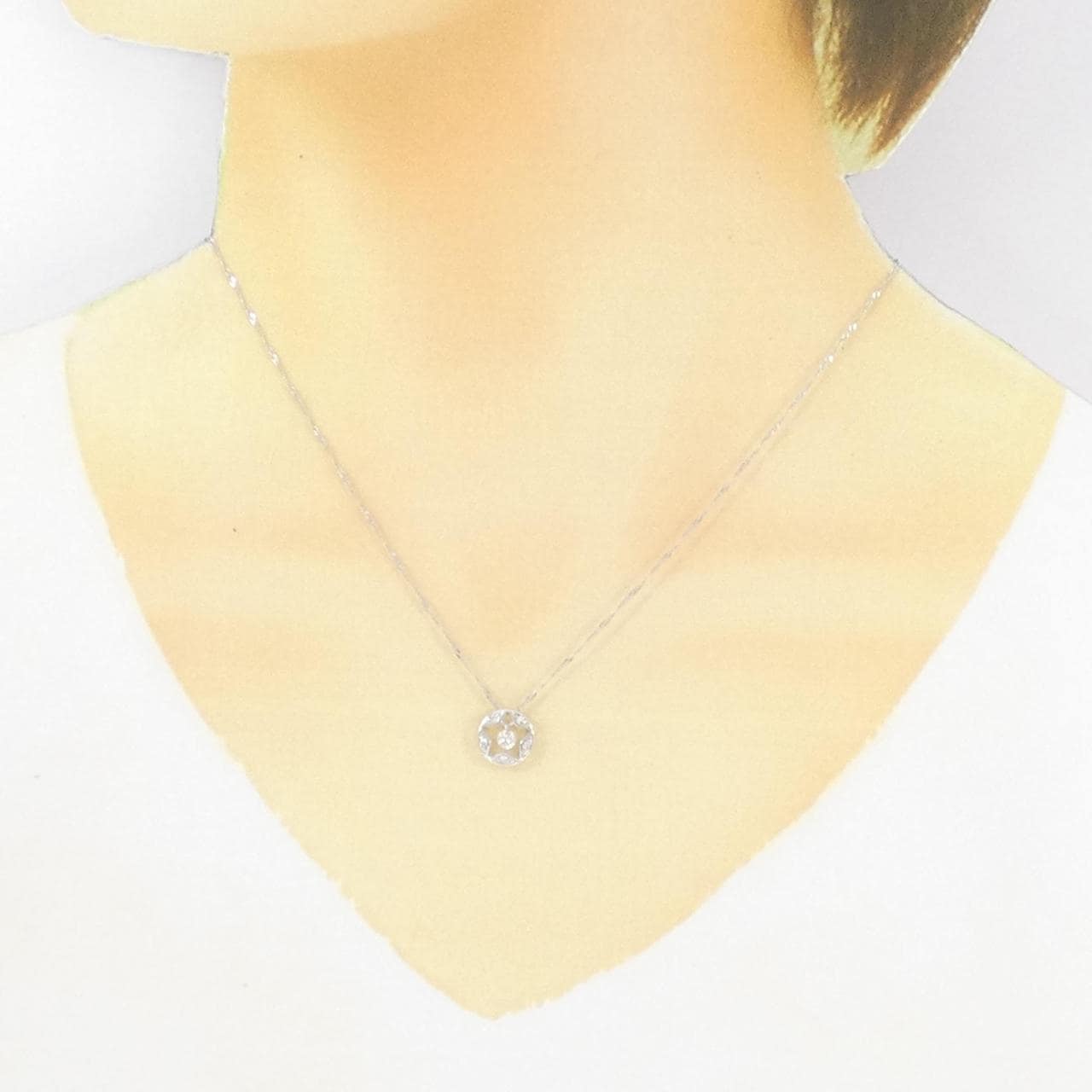 K18WG スター ダイヤモンド ネックレス 0.15CT