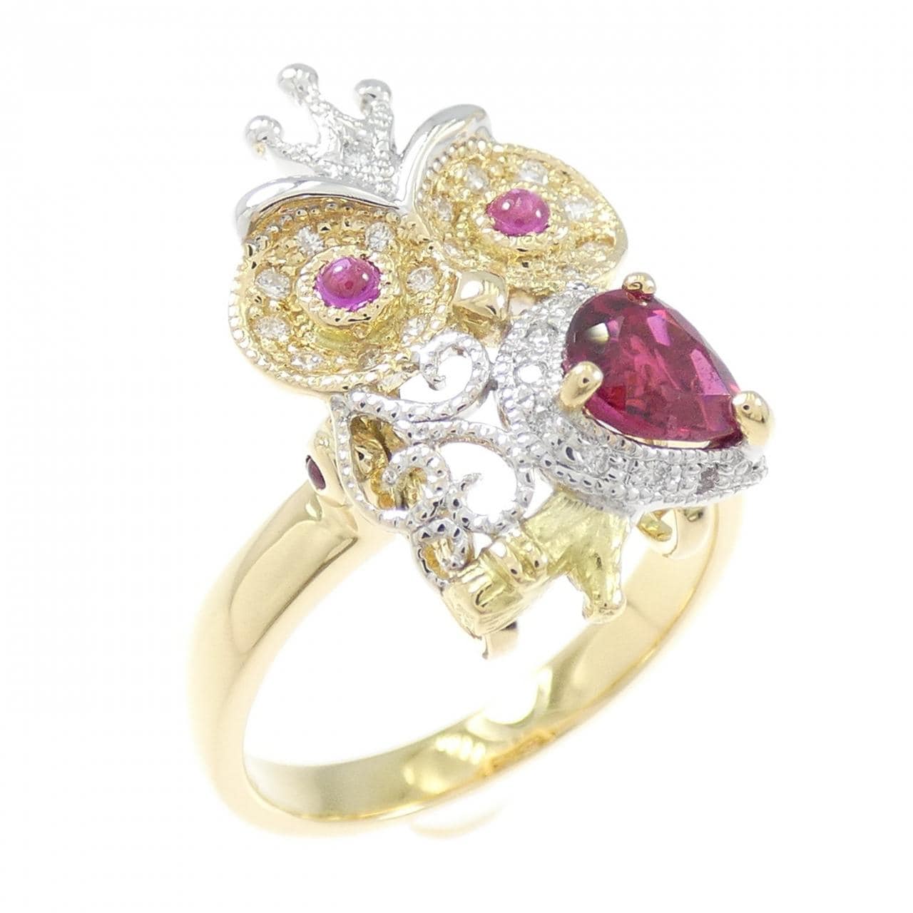 K18YG/K18WG ルベライトトルマリン リング 0.45CT