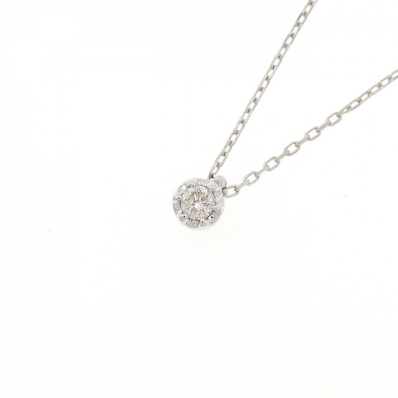 K10WG ソリティア ダイヤモンド ネックレス 0.07CT