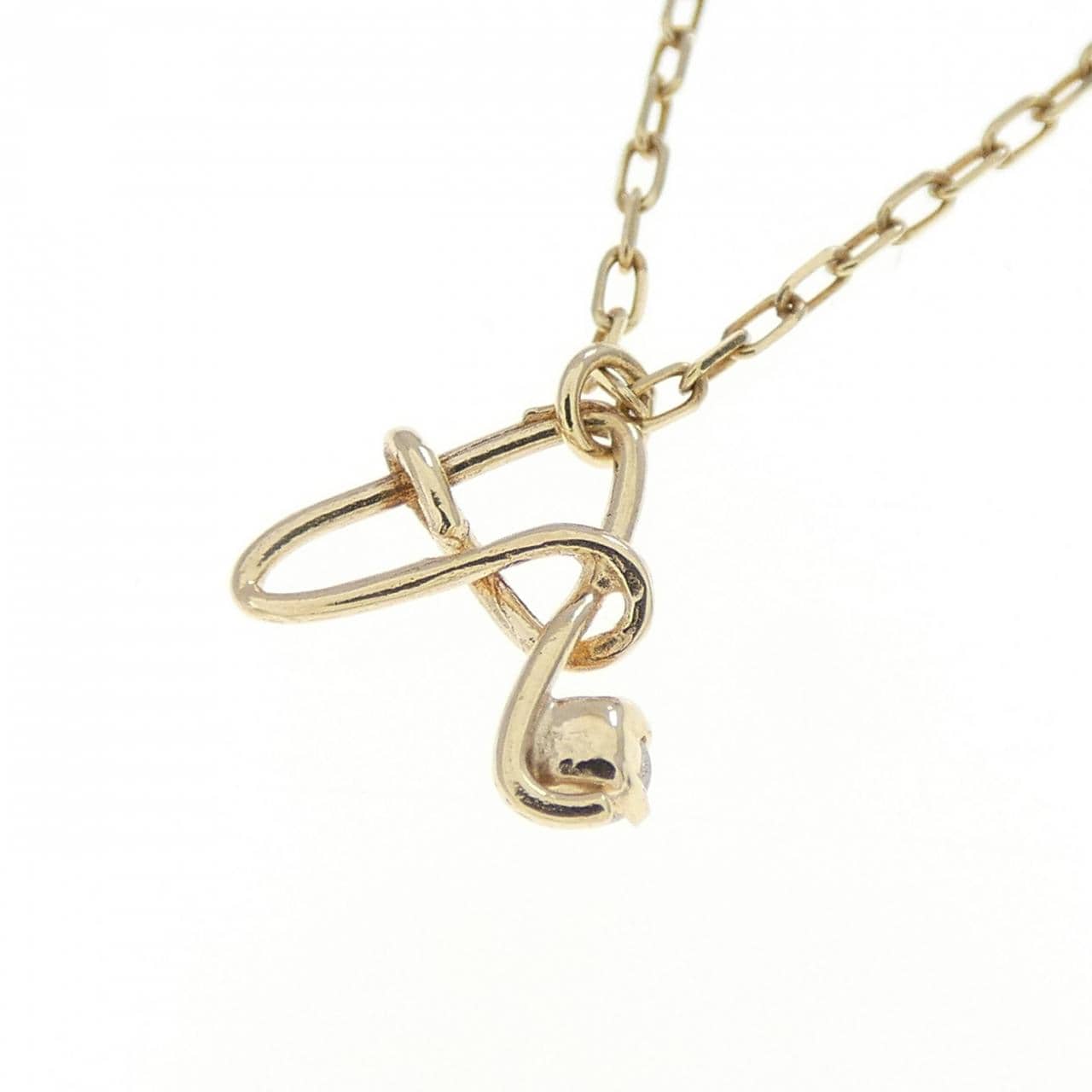 K10YG Initial A Diamond Necklace 0.02CT