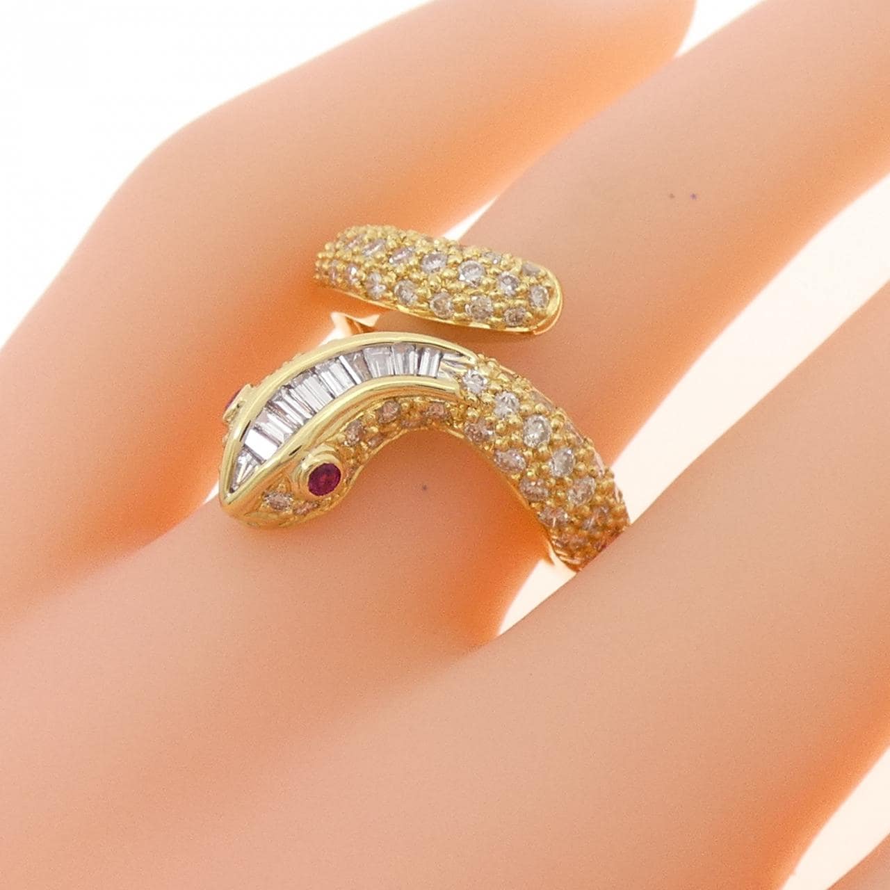 K18YG蛇红宝石戒指0.08CT