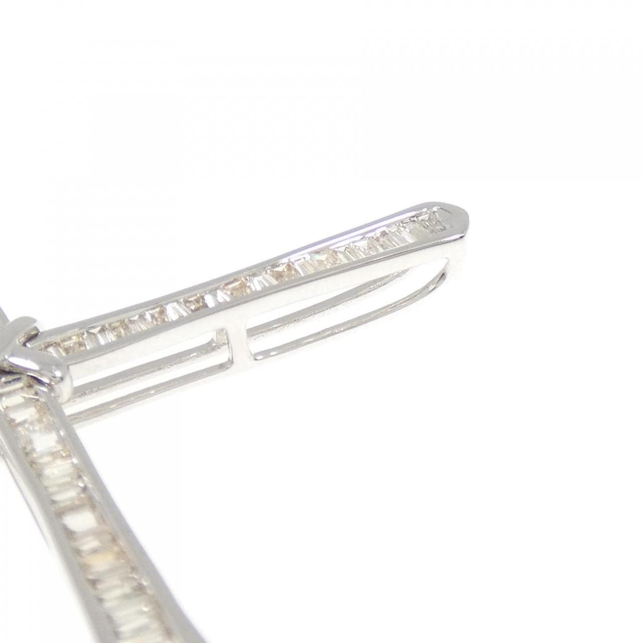 K18WG クロス ダイヤモンド ペンダント 1.10CT