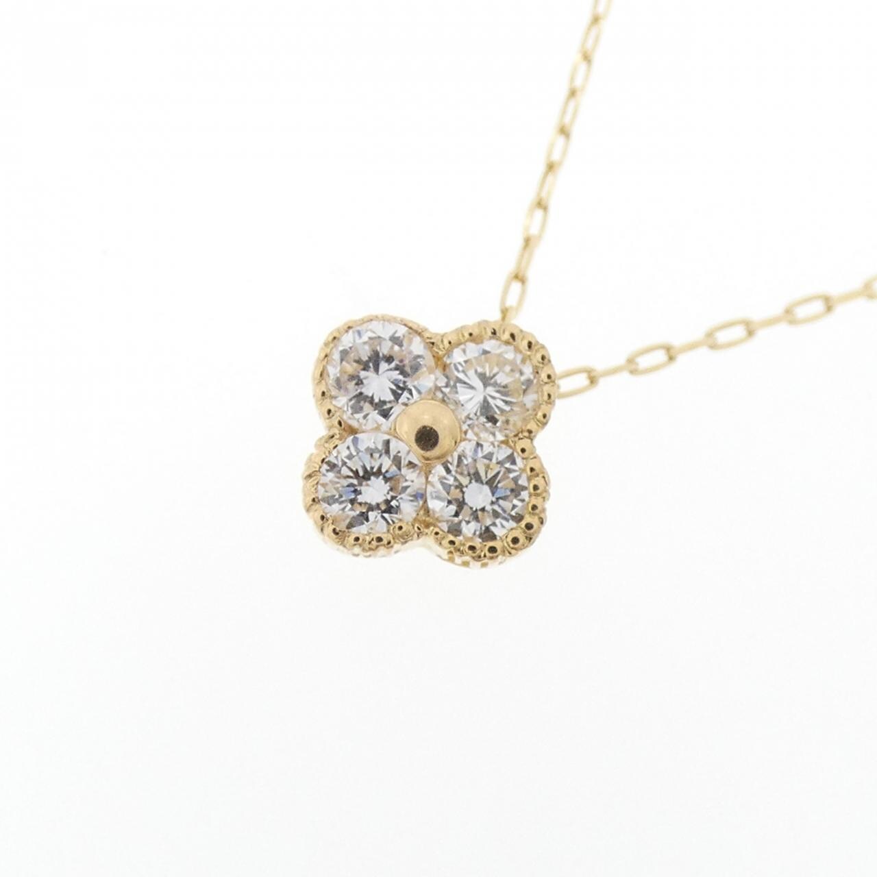 【新品】K18YG フラワー ダイヤモンド ネックレス 0.20CT