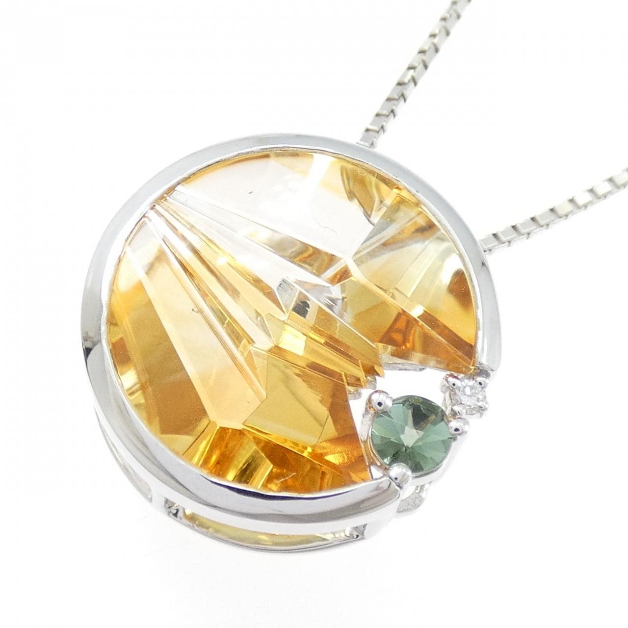 K18WG カラーストーン ネックレス