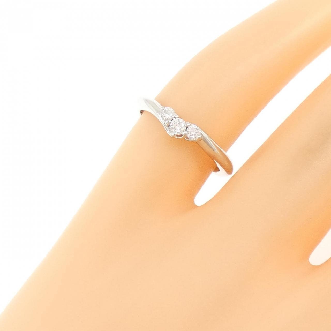 PT950 ダイヤモンド ピンキーリング 0.100CT