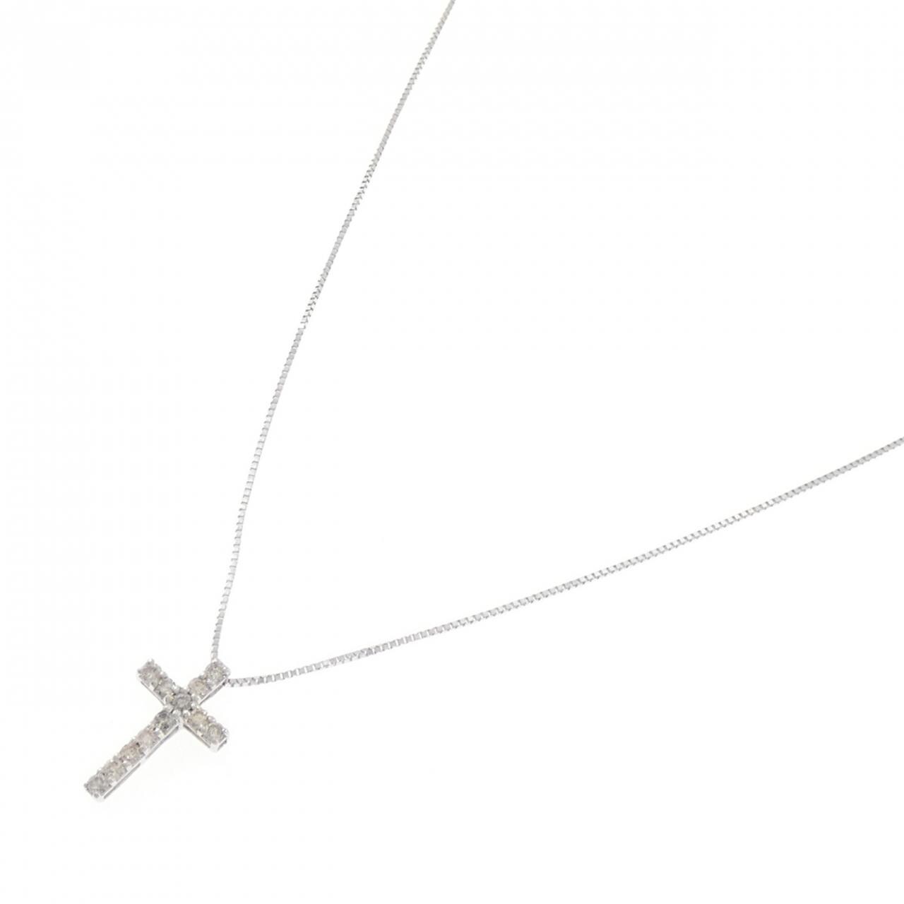 K10WG クロス ダイヤモンド ネックレス 0.20CT