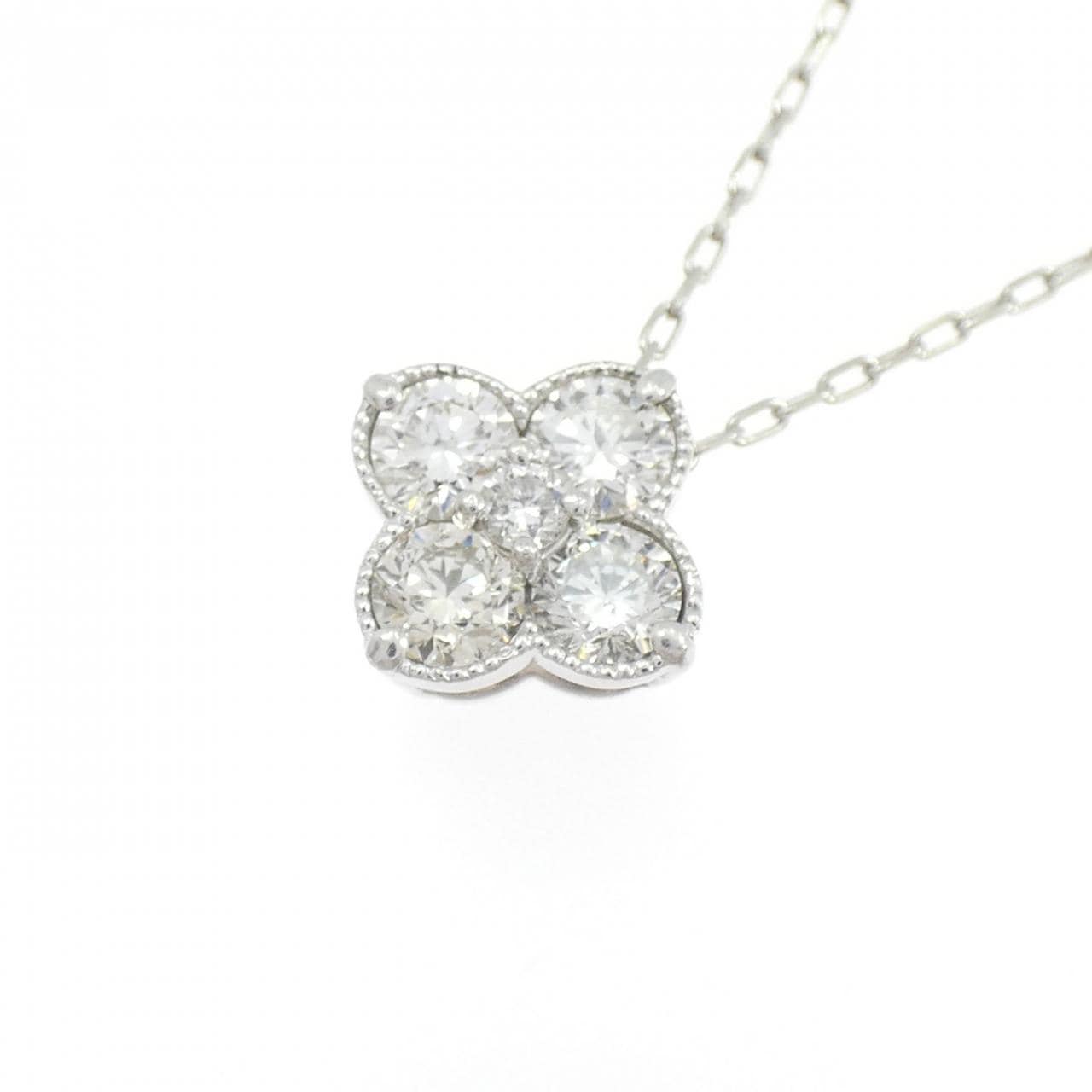 PT950/PT850 フラワー ダイヤモンド ネックレス 0.70CT