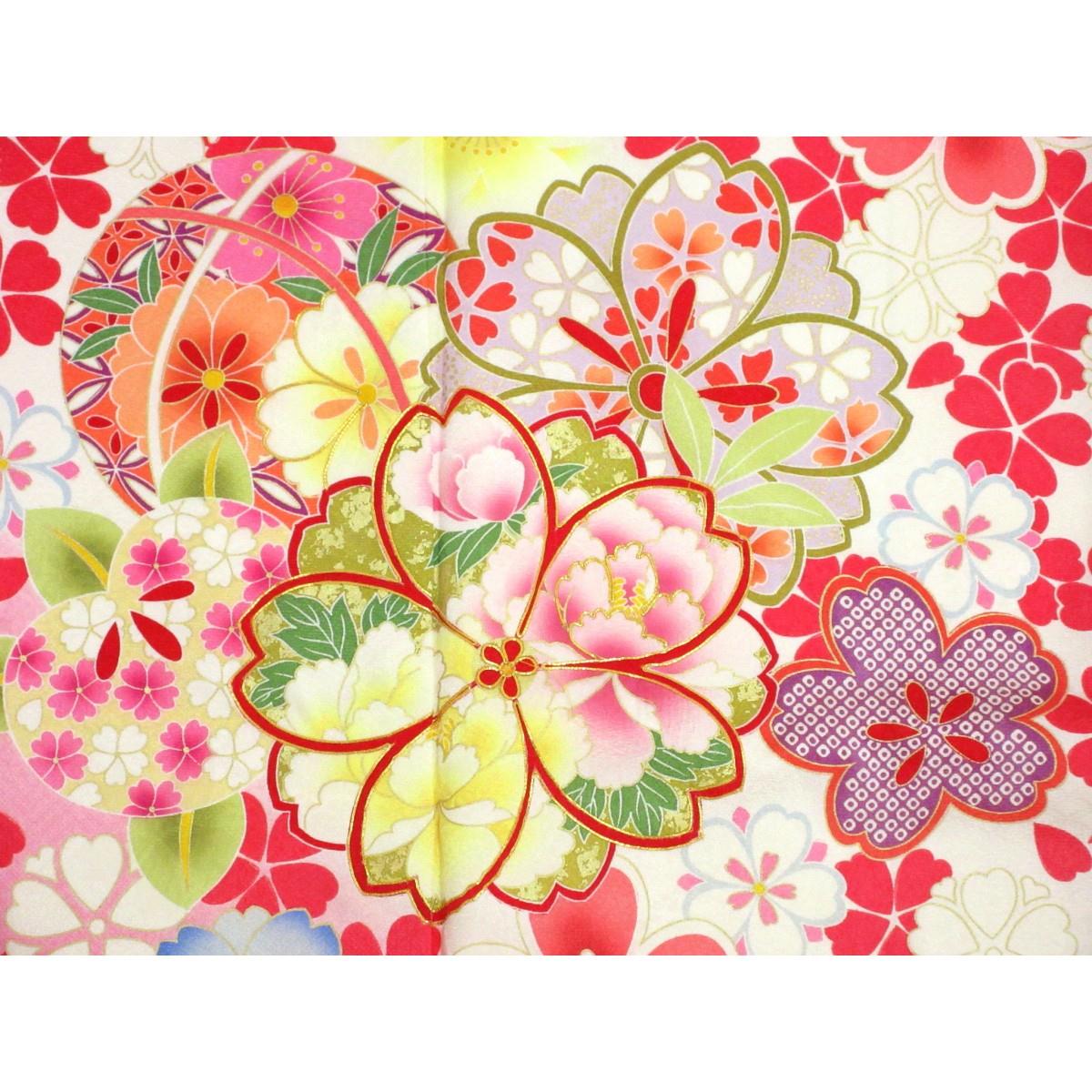 振袖　友禅金彩加工　刺繍入りボカシ染
