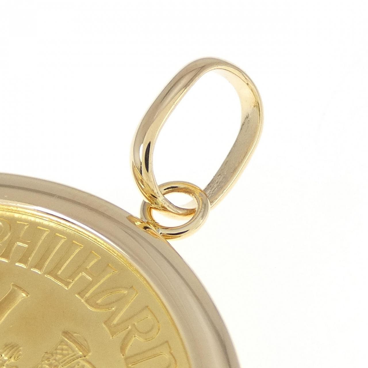 K18YG frame coin pendant