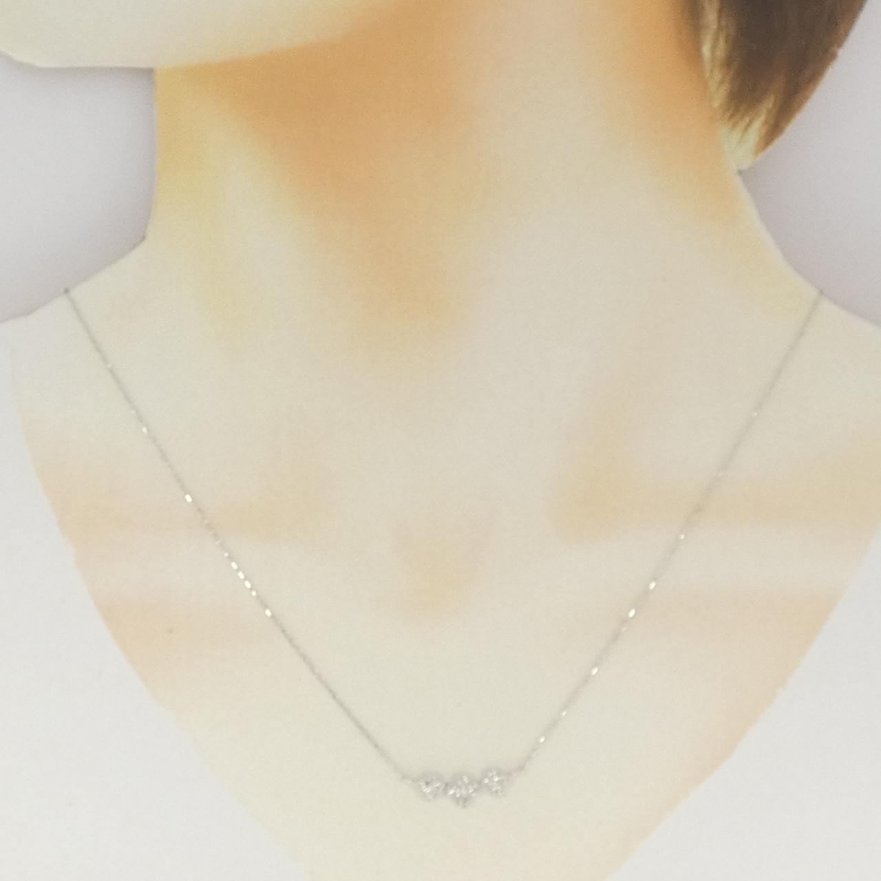 K18WG フラワー ダイヤモンド ネックレス 0.30CT