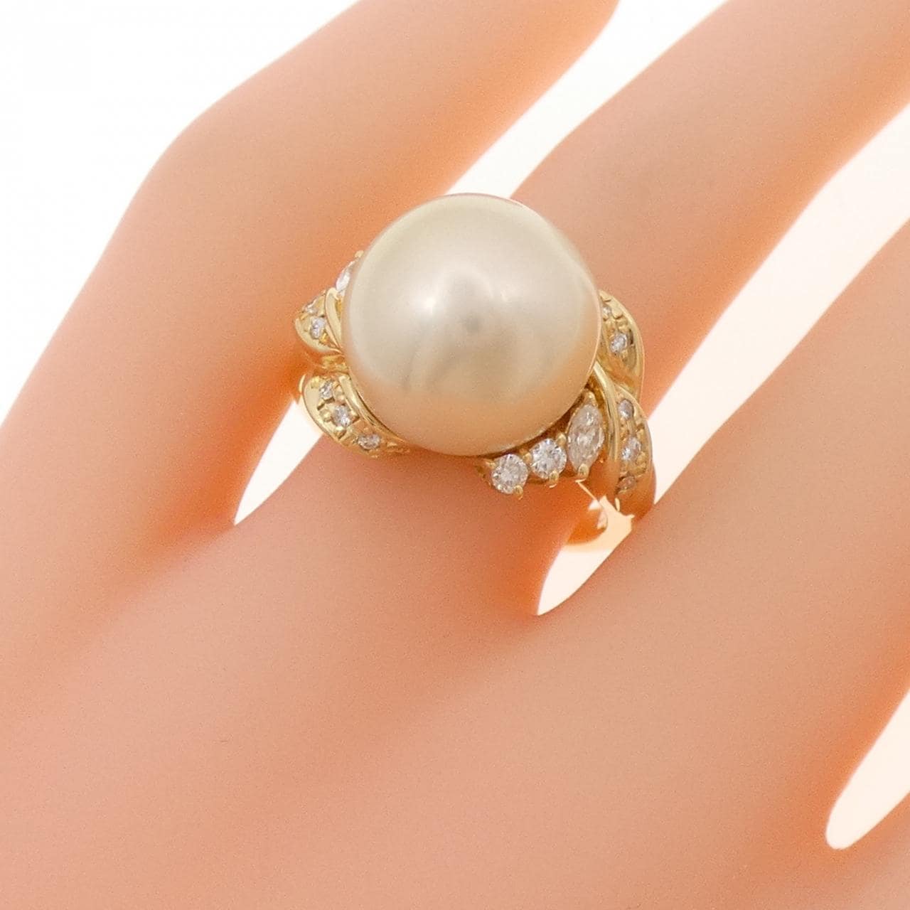 K18YG 白蝶パール リング 12.5mm