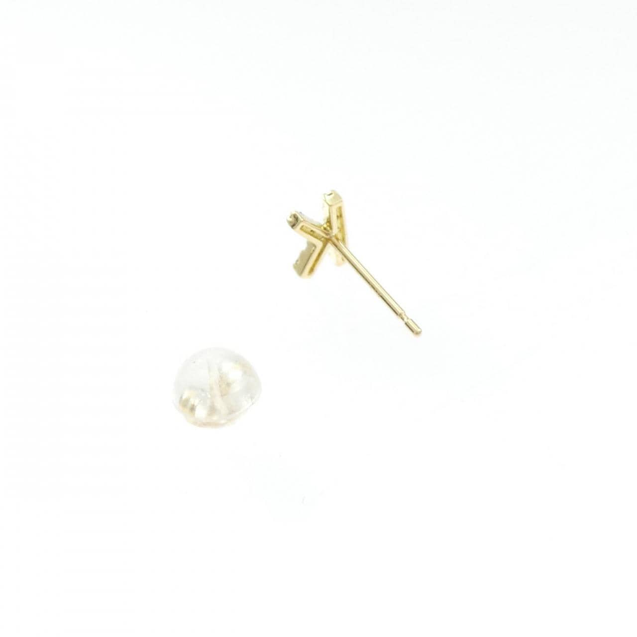 K18YG イニシャルK ダイヤモンド ピアス 0.05CT 片耳