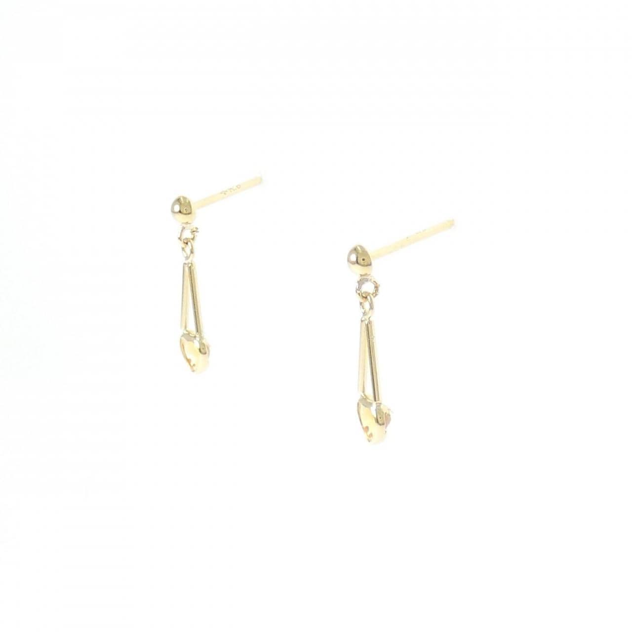 K18YG ハート シトリン ピアス