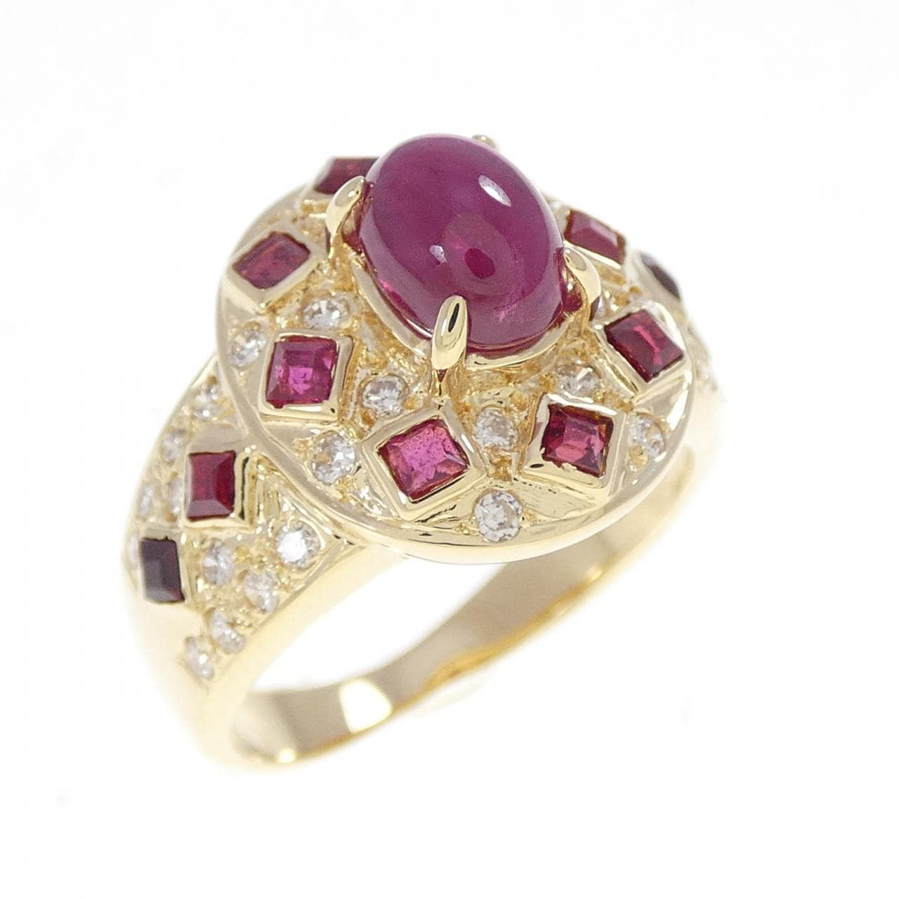 K18YG ルビー リング 1.58CT