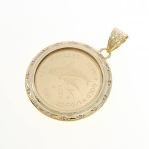 18KYG(枠) ダイヤモンド コイン ペンダント 0.08CT