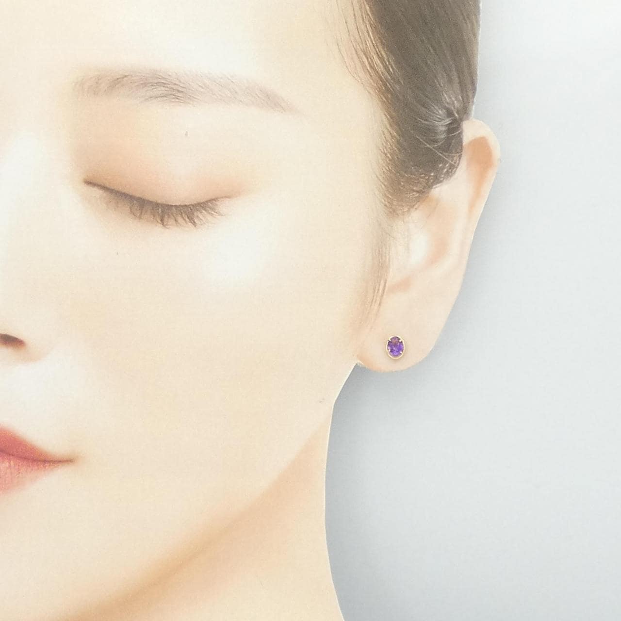 K18YG紫水晶耳釘