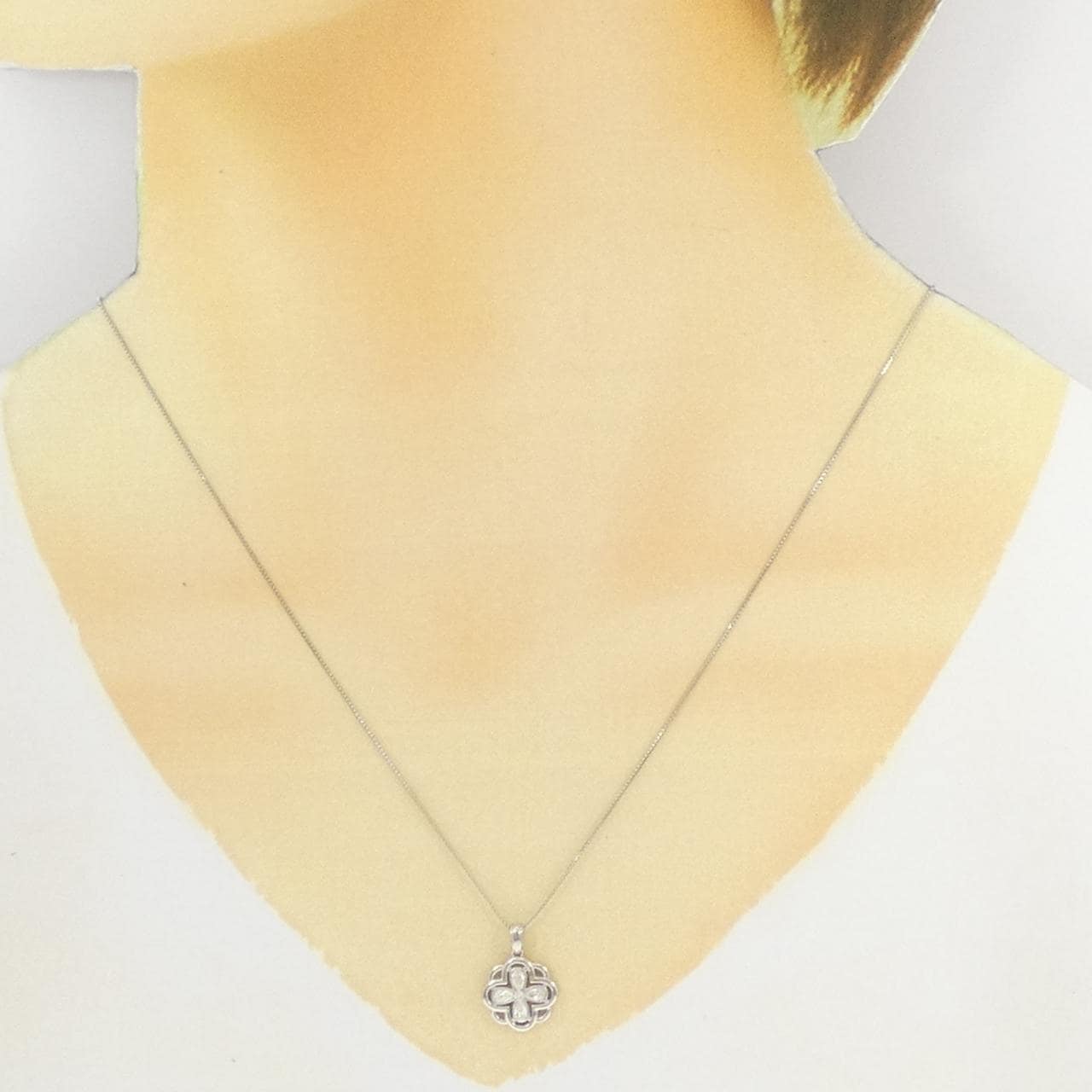 【新品】PT900/PT850 フラワー ダイヤモンド ネックレス 0.22CT
