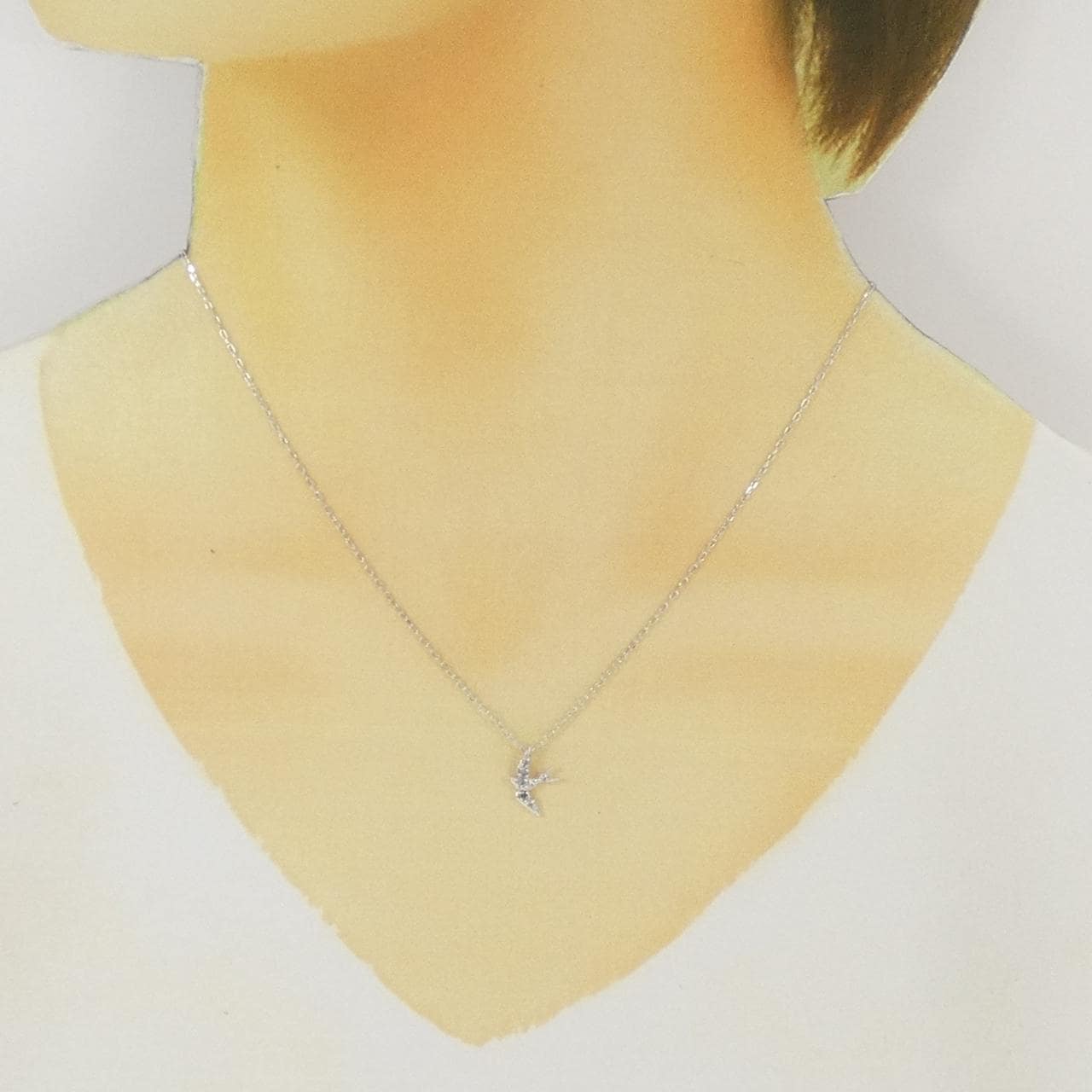 K18WG バード ダイヤモンド ネックレス 0.05CT