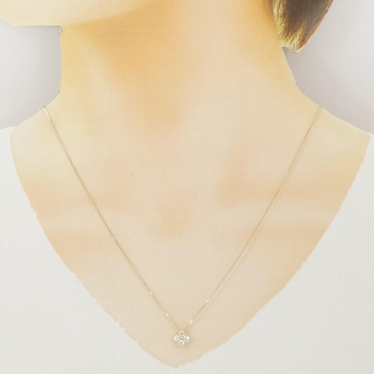 【新品】K18YG フラワー ダイヤモンド ネックレス 0.300CT