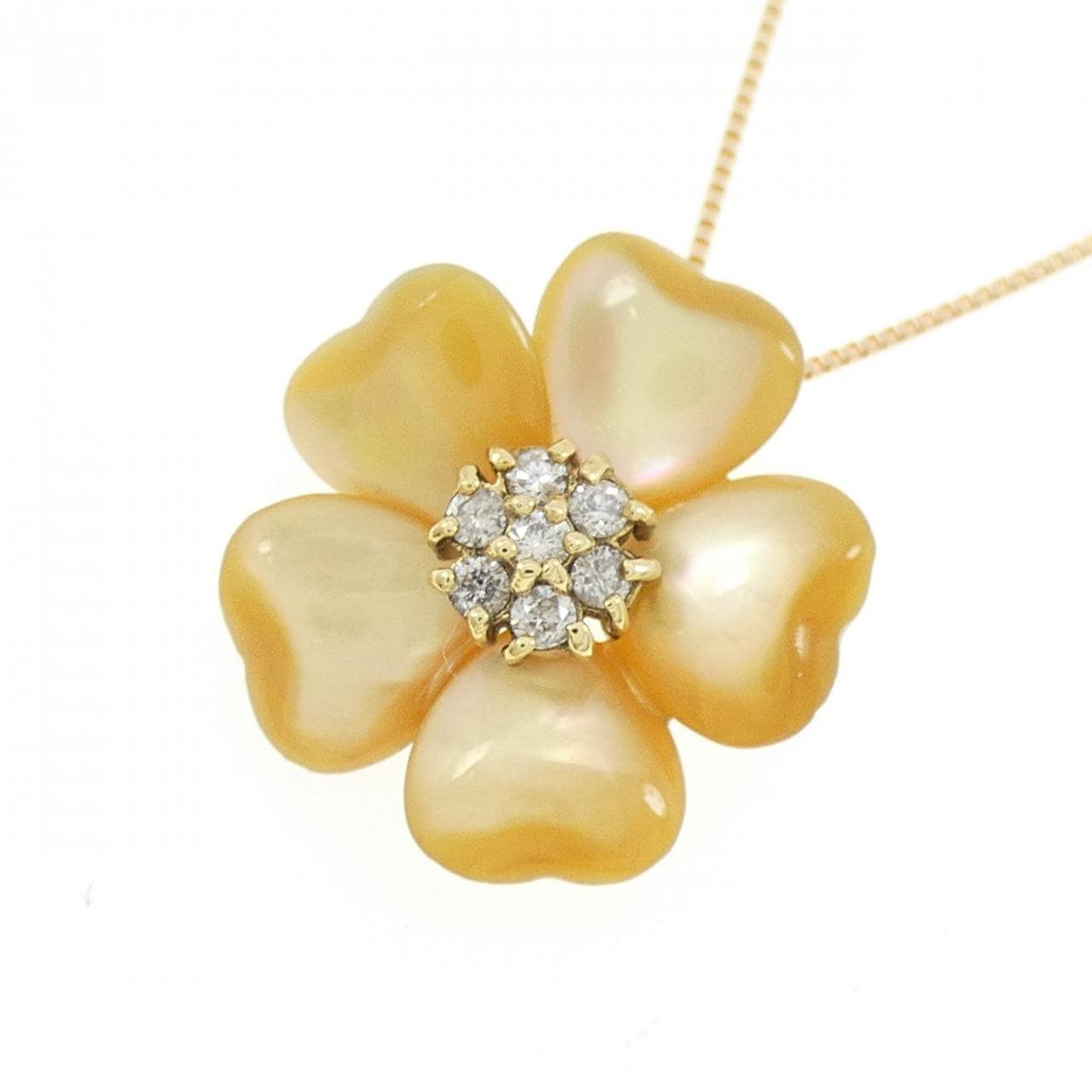 K18YG フラワー マザーオブパール ネックレス
