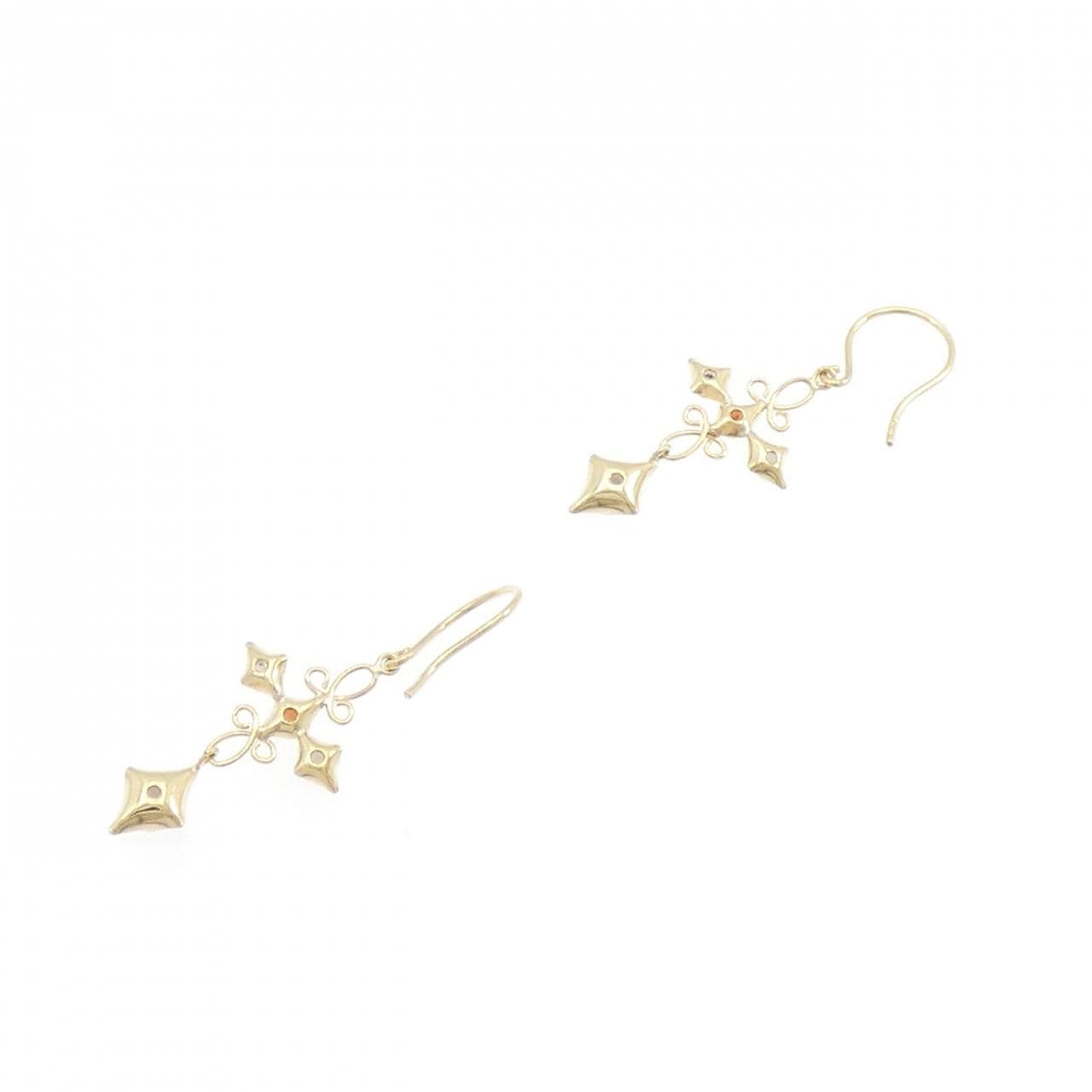 K18YG クロス ガーネット ピアス