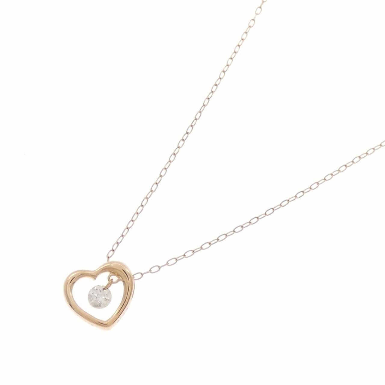 K18PG ハート ダイヤモンド ネックレス 0.08CT