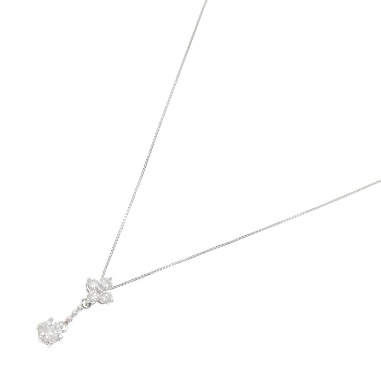 PT900/PT850 フラワー ダイヤモンド ネックレス 0.50CT