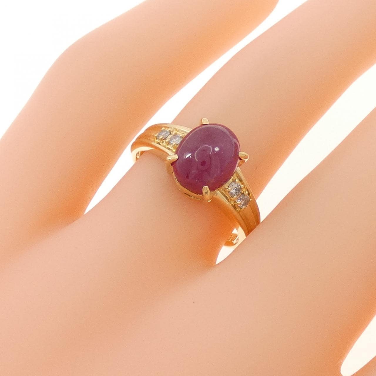 K18YG ルビー リング 2.96CT