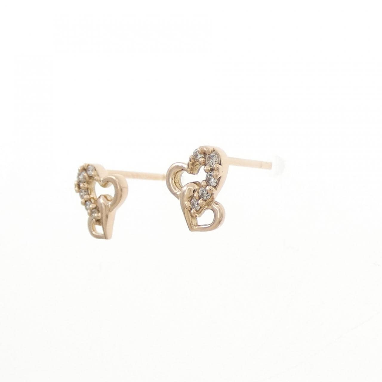 K18PG ハート ダイヤモンド ピアス