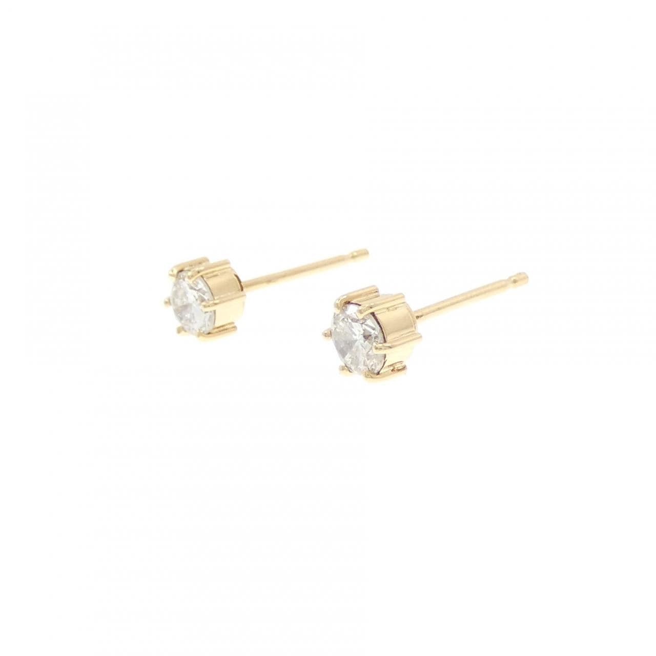 K18YG ソリティア ダイヤモンド ピアス 0.46CT