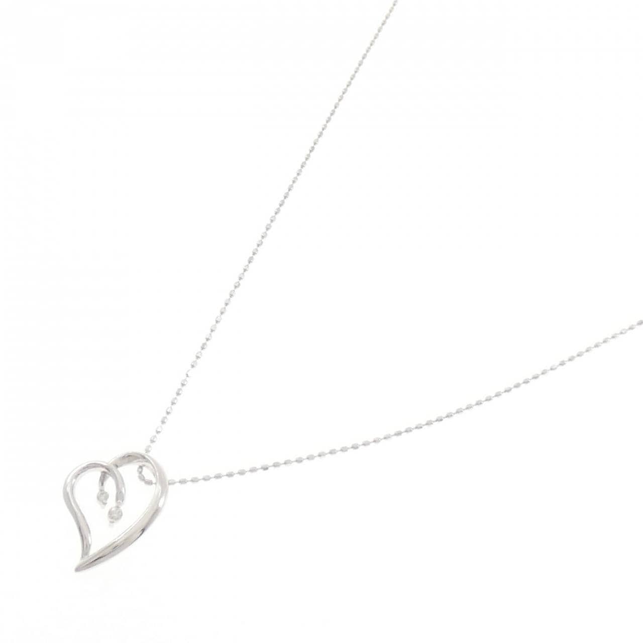 K18WG ハート ダイヤモンド ネックレス 0.03CT