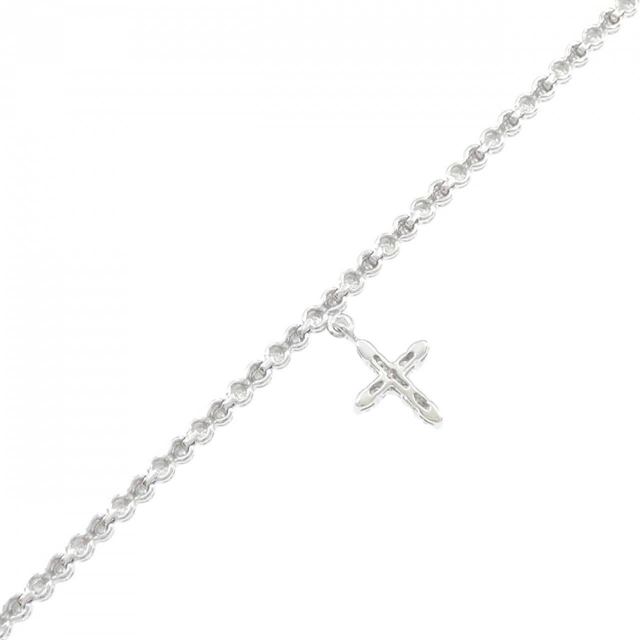 K18WG クロス ダイヤモンド ブレスレット 0.10CT