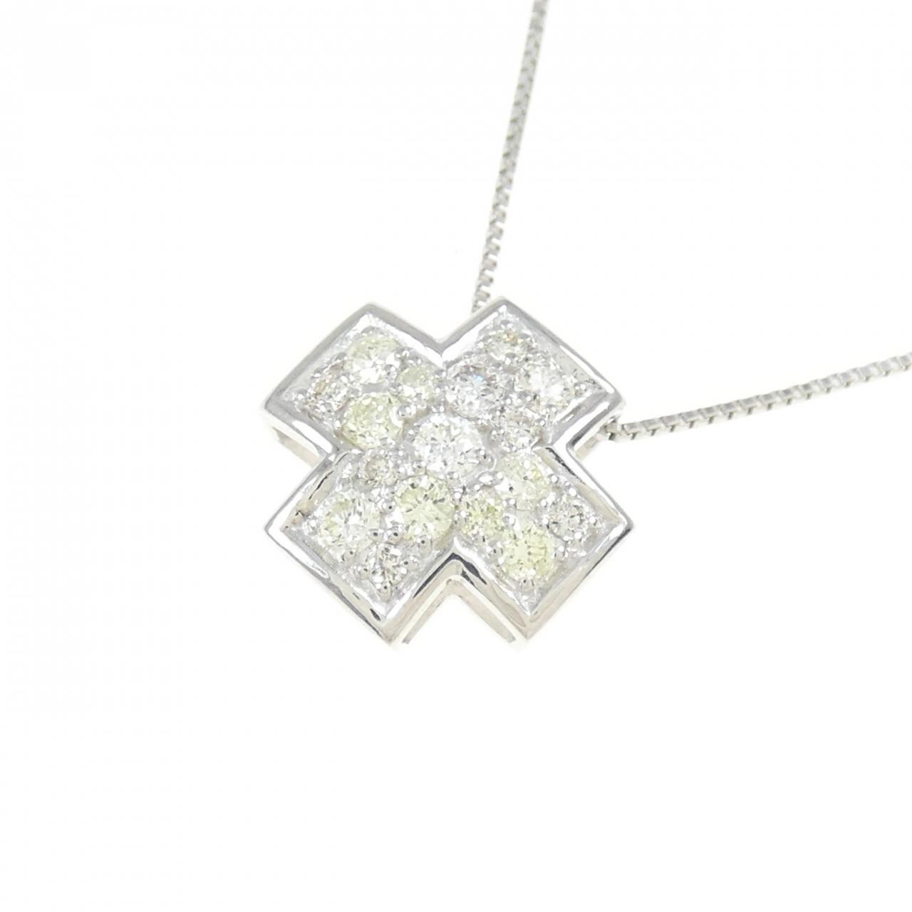 K18WG クロス ダイヤモンド ネックレス 0.30CT
