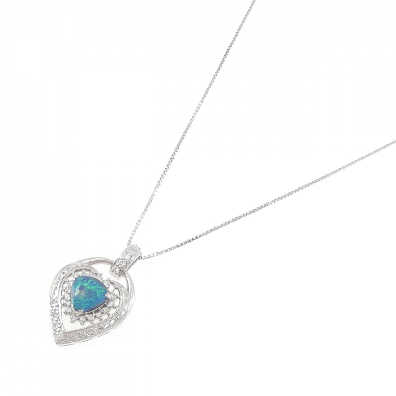 PT900/PT850 ブラックオパール ネックレス 0.92CT