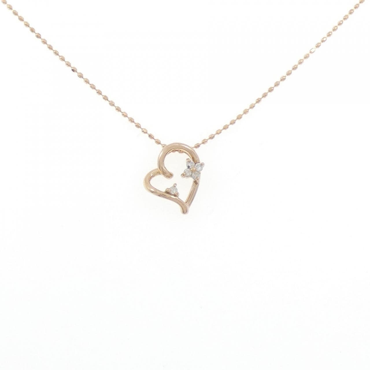 K18PG ハート ダイヤモンド ネックレス 0.05CT