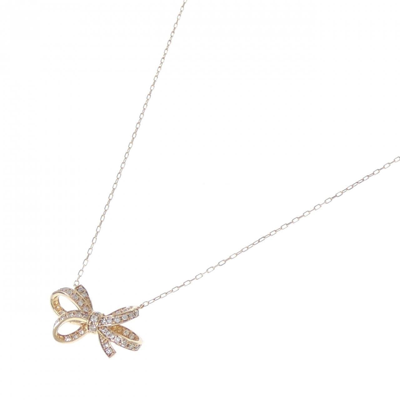 K10YG 絲帶鑽石項鍊 0.20克拉