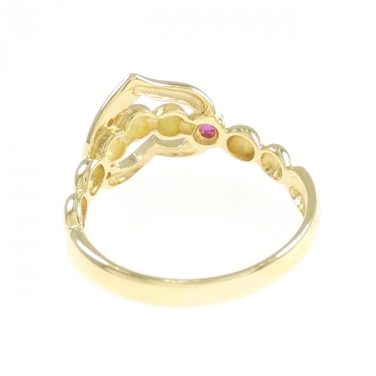 K18YG ハート ルビー リング 0.07CT