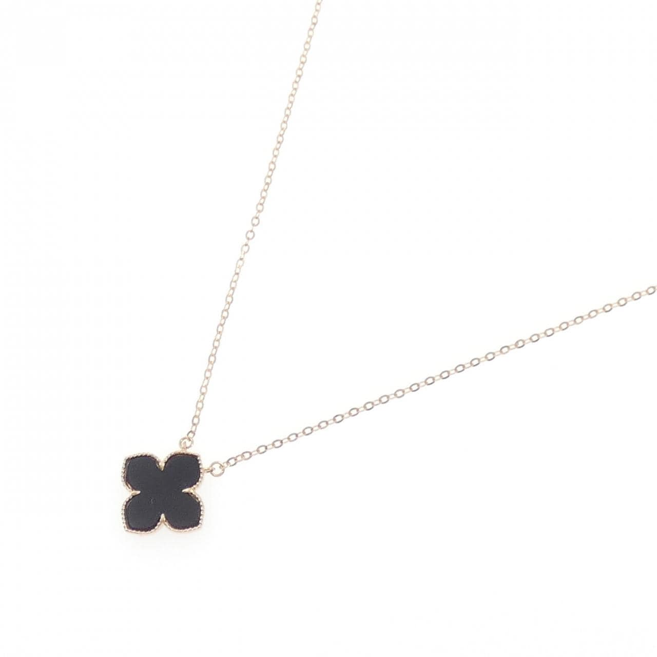 750PG フラワー オニキス ネックレス 0.955CT