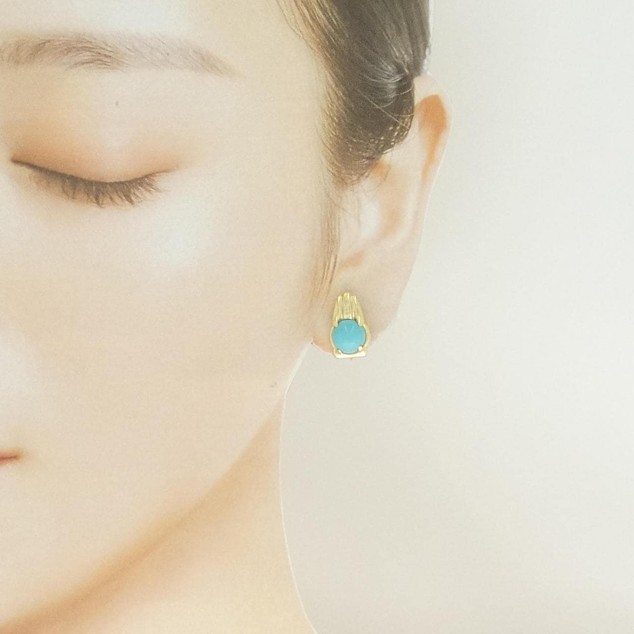 K18YG 绿松石耳夹