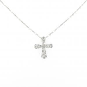 K18WG クロス ダイヤモンド ネックレス 0.42CT