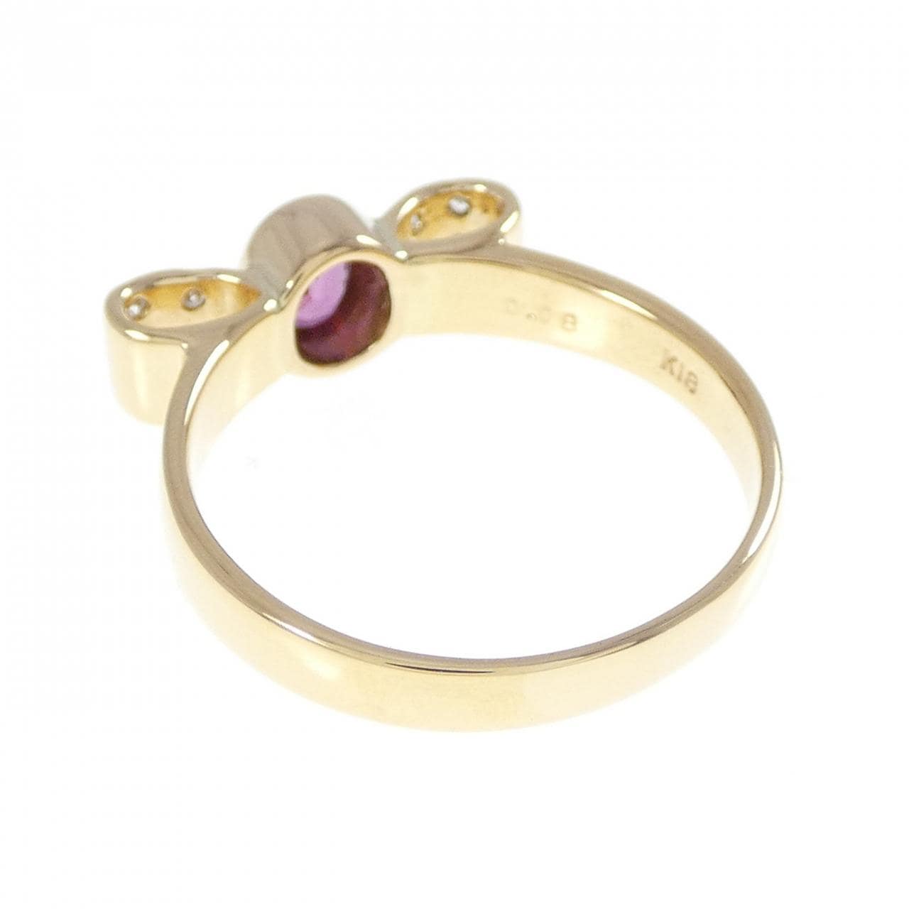 K18YG リボン ルビー リング