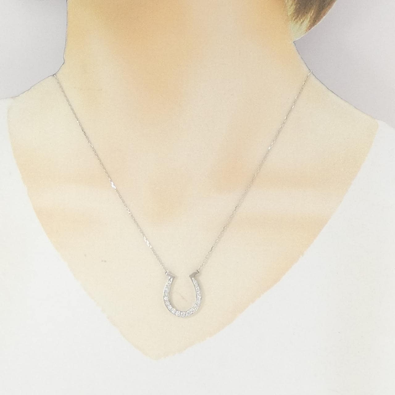 K18WG ホースシュー ダイヤモンド ネックレス 0.366CT