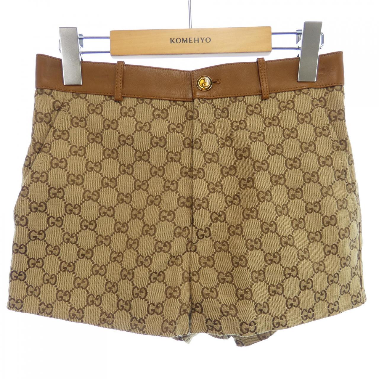 グッチ GUCCI レザー トリム GGキャンバス 681154 Z8AV7 ショートパンツ