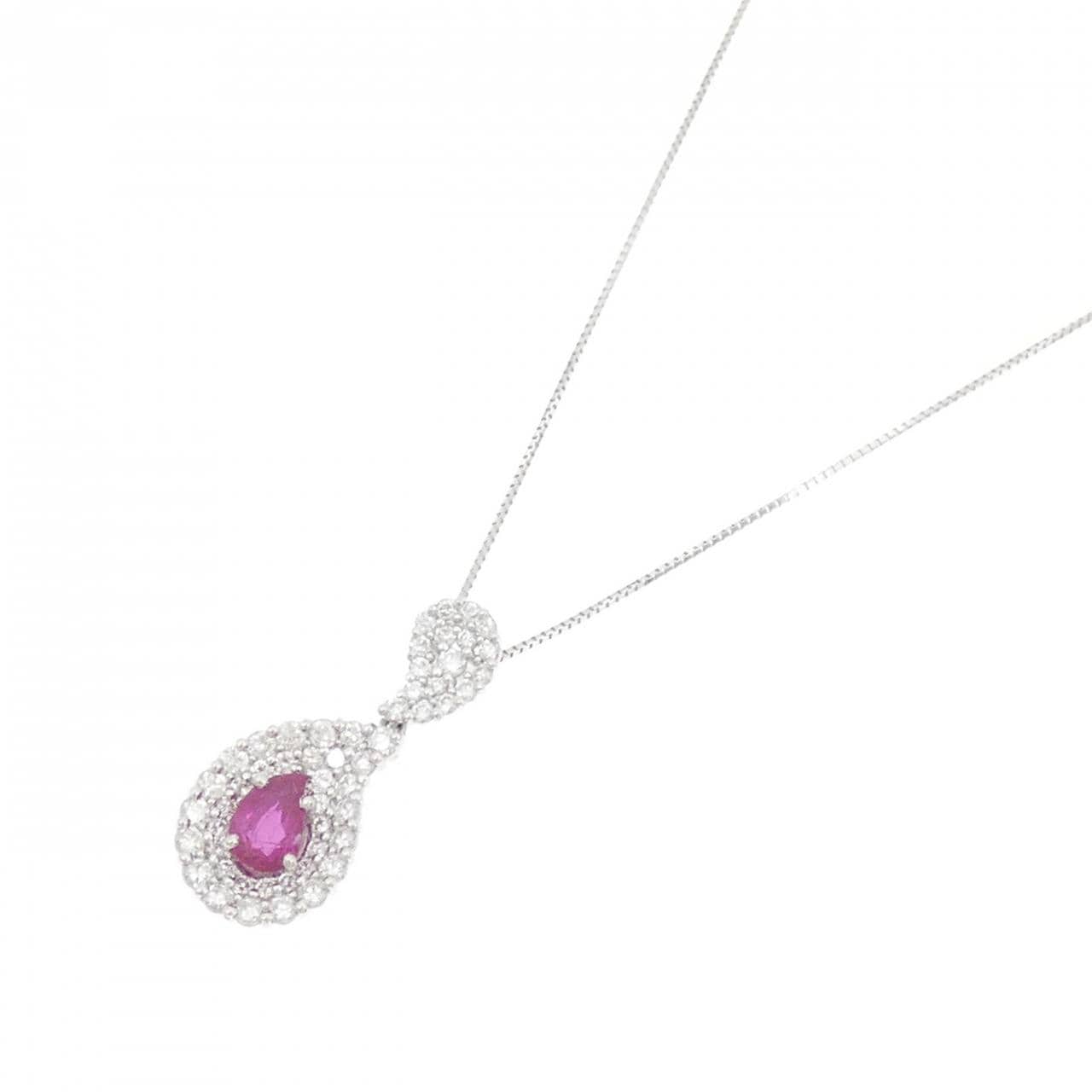 PT900/PT850 ルビー ネックレス 1.04CT