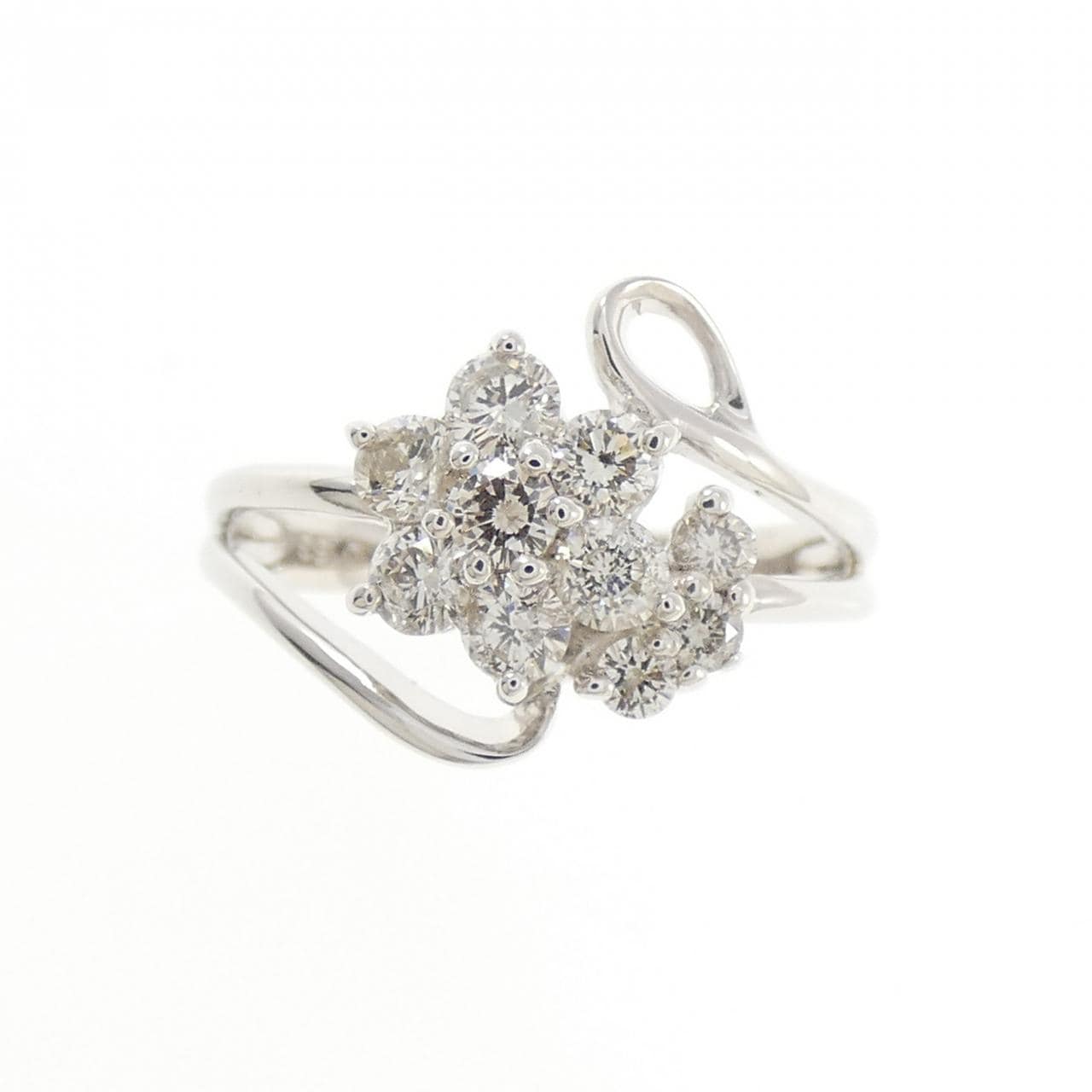 K18WG フラワー ダイヤモンド リング 0.53CT