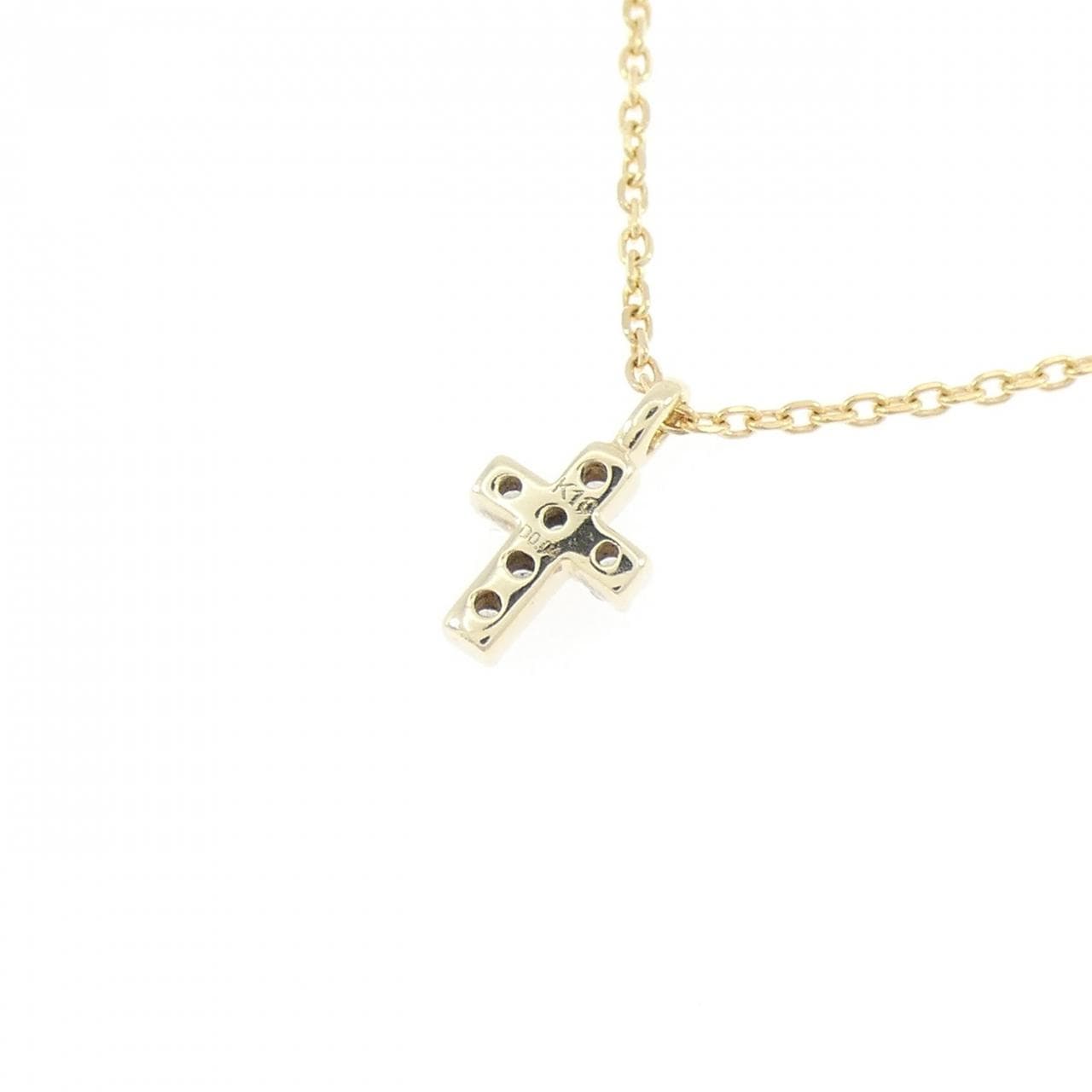 K10YG/K18YG クロス ダイヤモンド ネックレス 0.04CT