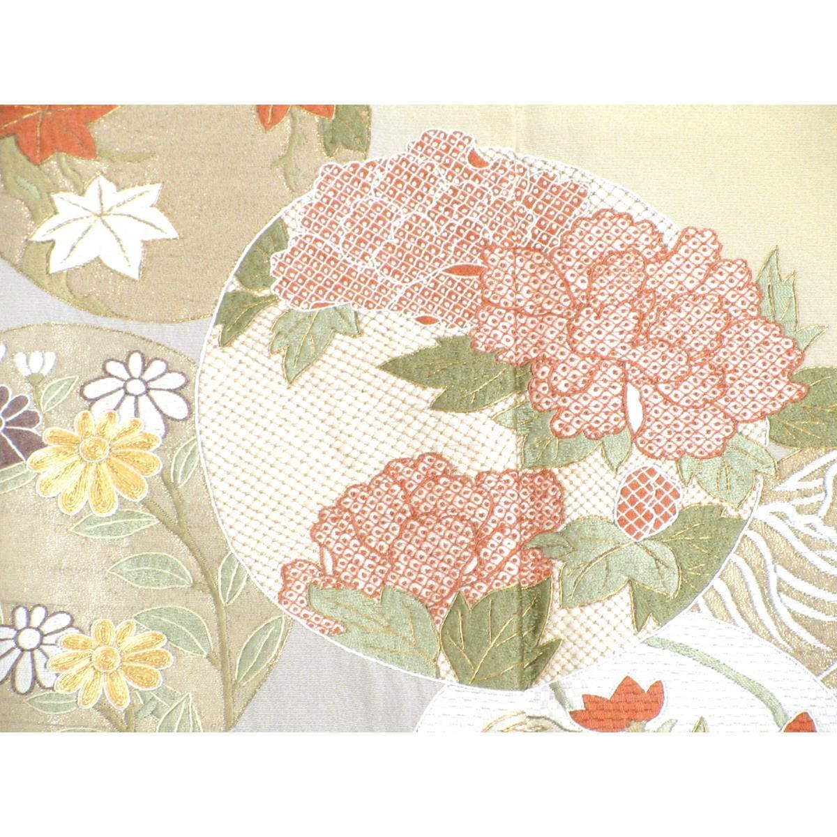 Colored Tomesode (Japanese Kimono) with embroidery and gradation dyeing, nine bamboo leaves, length S size