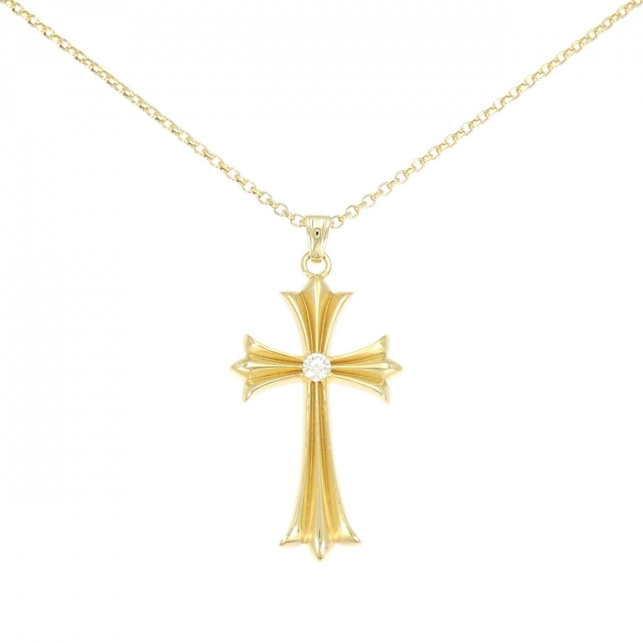 K18YG クロス ダイヤモンド ネックレス 0.215CT